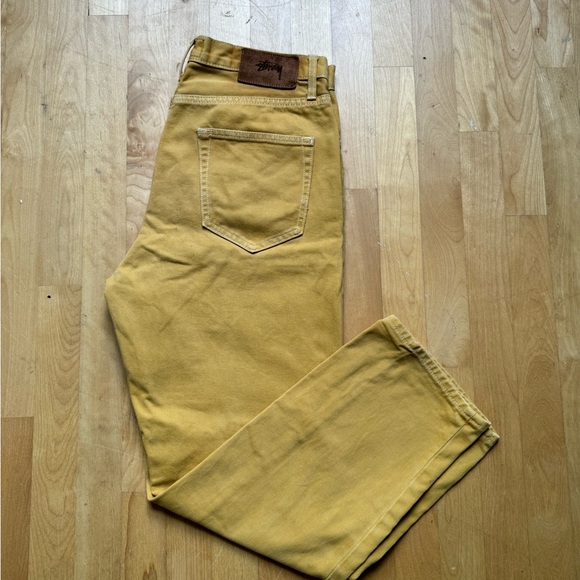 Vintage Stussy Jeans 90S Y2K Model Track Pants Pale Yellow NWT RARE - Picture 3 of 7